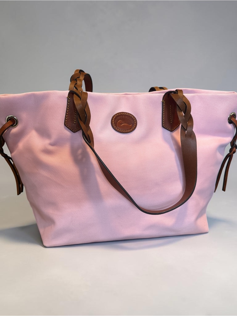 Pink Dooney & Bourke Shopper Tote bag with Brown Leather Trim